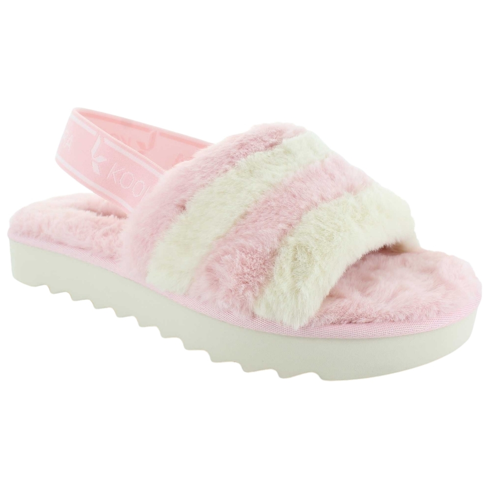 New Koolaburra ugg fuzz'n backstrap slide platform slipper sandals pale blush